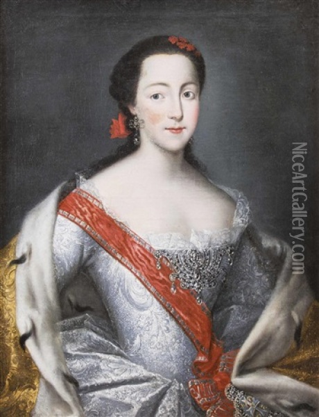 Portrat Katharina Ii. Alexejewna (geb. Sophie Auguste Friederike Von Anhalt-zerbst), Kaiserin Von Russland 1729-1796 Oil Painting - Antoine Pesne