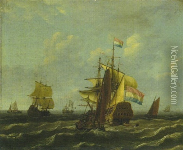 Niederlandische Dreimaster Auf Bewegter See Oil Painting - Adam Silo