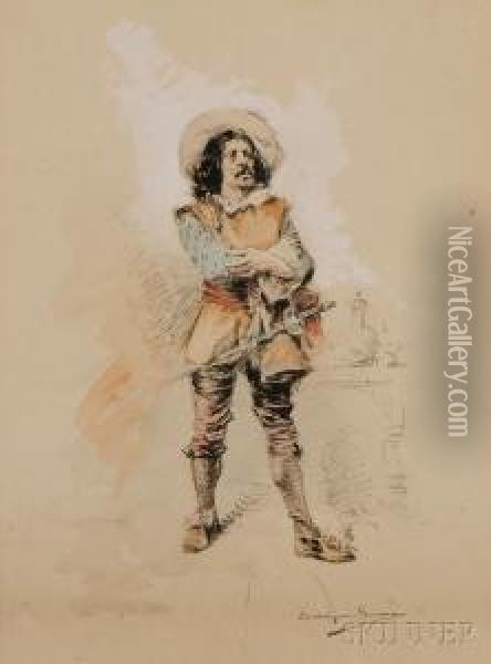 Sketch Of A Cavalier Oil Painting - Enrique Serra y Auque
