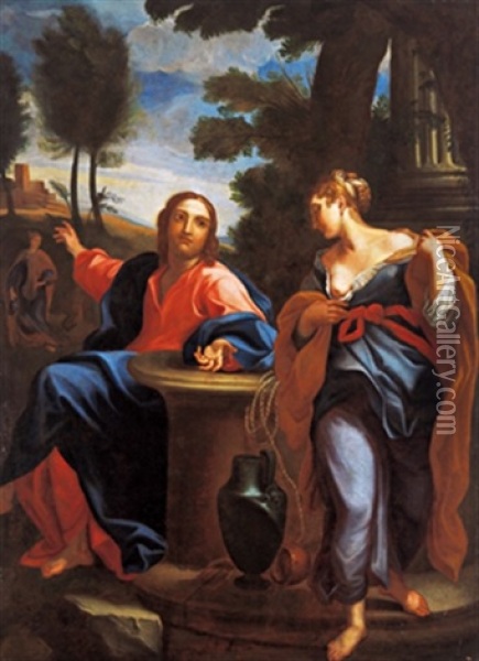 Christus Und Die Samariterin Am Brunnen, Cristo E La Samaritana Al Pozzo Oil Painting - Annibale Carracci