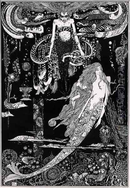 'I know what you want' said the sea witch, illustration for 'The Little Mermaid' from Fairy Tales c, 1910 Oil Painting - Harry Clarke