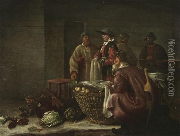 Beim Gemusehandler Oil Painting - Egbert van Heemskerck the Younger