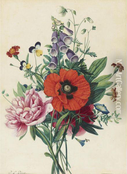 A Bouquet Of Flowers Oil Painting - Jean Louis, Le Jeune Prevost
