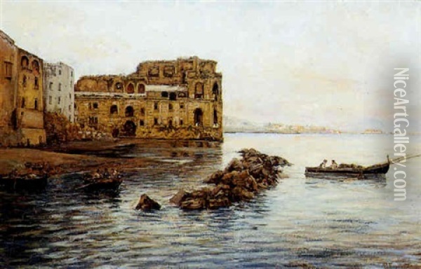 Napoli, Palazzo Donn'anna Oil Painting - Gaetano Esposito