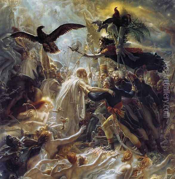 Ossian Receiving the Ghosts of French Heroes 1802 Oil Painting - Anne-Louis Girodet de Roucy-Triosson