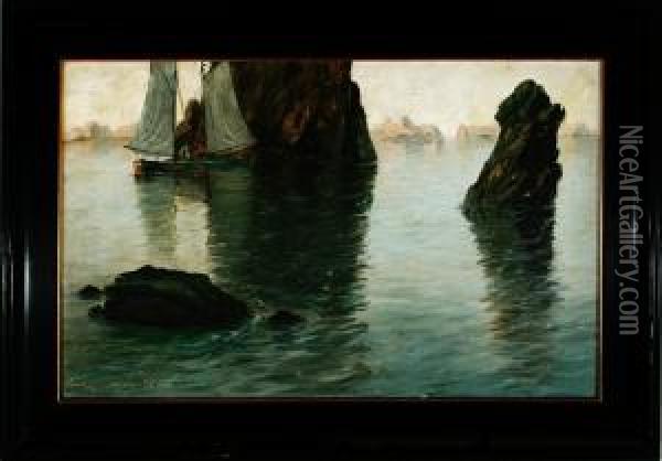 A Nowegian Coastal Scenery From Lofoten Oil Painting - Alfred Theodor Olsen