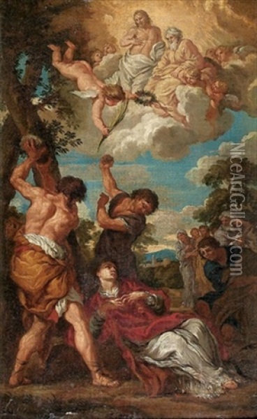 Die Steinigung Des Hl. Stephanus Oil Painting - Pietro da Cortona