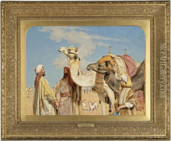 Greeting In The Desert, Egypt (selamat Teiyibin) Oil Painting - John Frederick Lewis