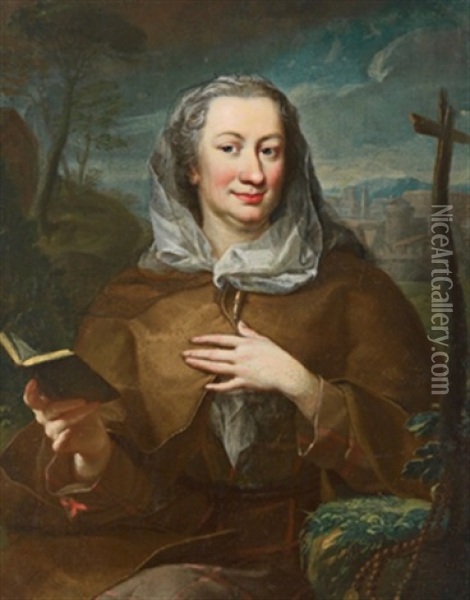 Bildnis Der Grafin Maria Karolina Fuchs Als Pilgerin Zu Den Heiligen Statten Oil Painting - Martin van Meytens the Younger