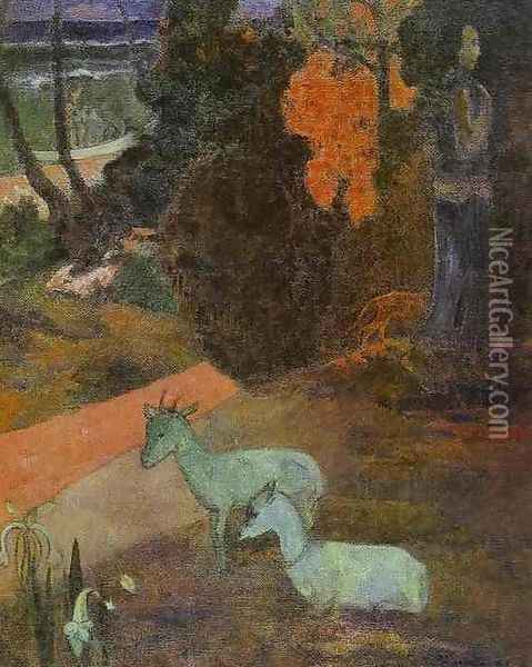 Landscape With Two Goats Oil Painting - Paul Gauguin