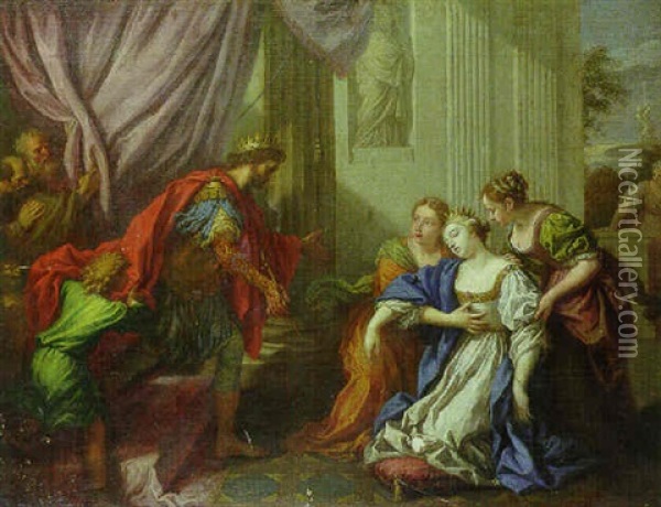 Esther Swooning Before Ahasuerus Oil Painting - Sebastiano Conca