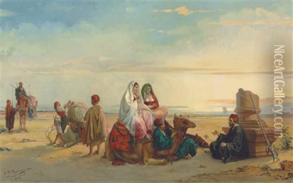 Resting In The Desert Oil Painting - Jan Baptist Huysmans