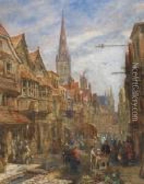 The High Street, Salisbury Oil Painting - Louise Rayner