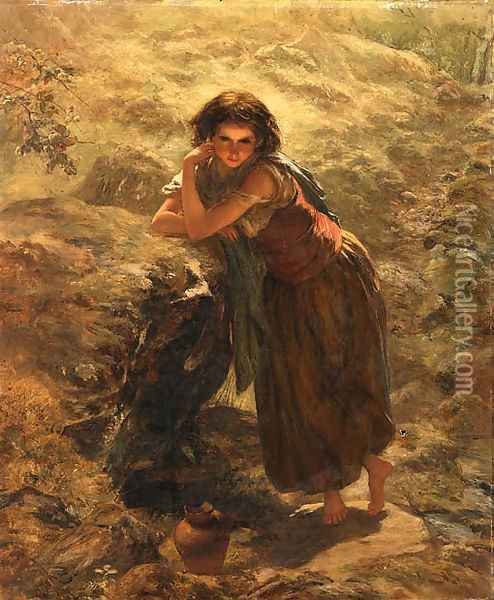 The girl at the well Oil Painting - Paul Falconer Poole