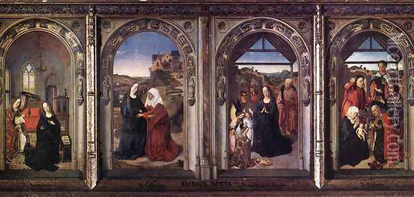 Triptych of the Virgin c. 1445 Oil Painting - Dieric the Elder Bouts