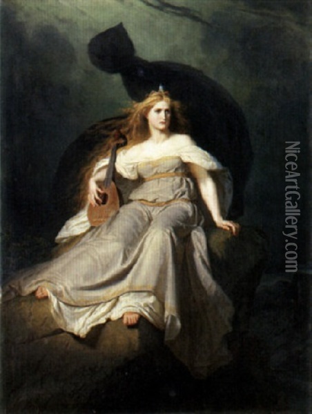 The Muse Of Music Oil Painting - Carl Ludwig Adolf Ehrhardt
