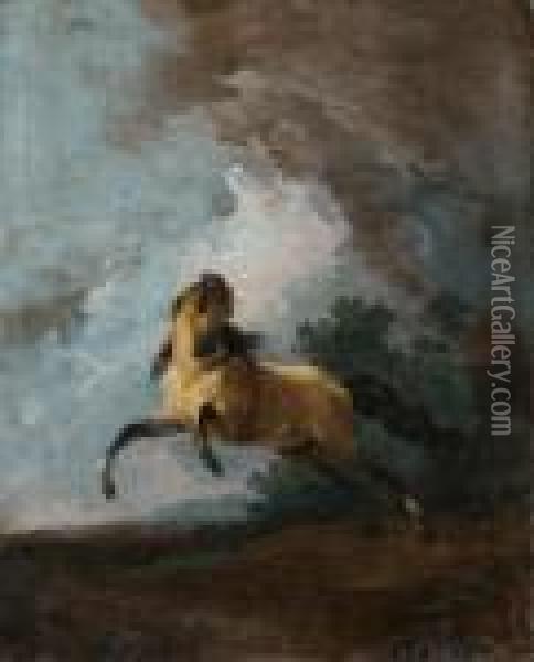 Cheval Effraye Par L'orage Oil Painting - Philipp Peter Roos