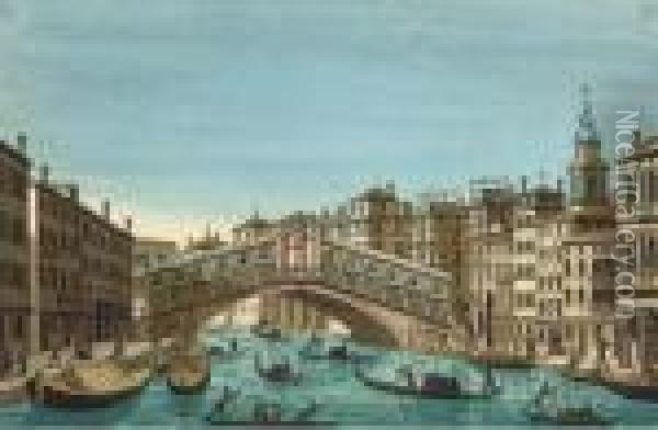 Venice: The Rialto Bridge Oil Painting - Ippolito Caffi