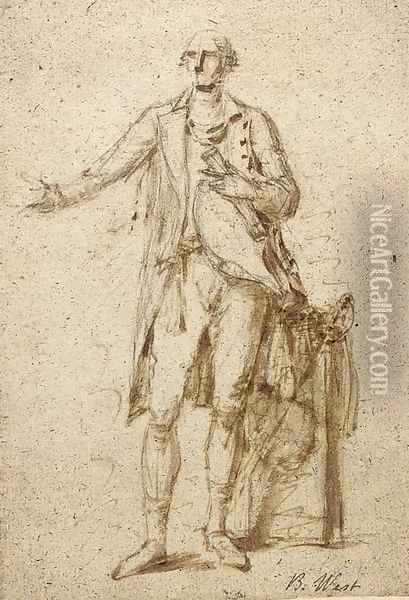 Study of a standing man, possibly a study for portrait of Lord Camden Oil Painting - Benjamin West