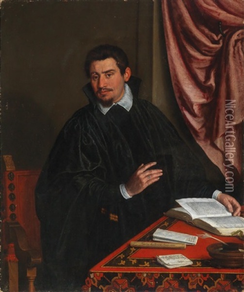 Portrait Of Matthio Zamberlani Oil Painting - Giacomo Apollonio