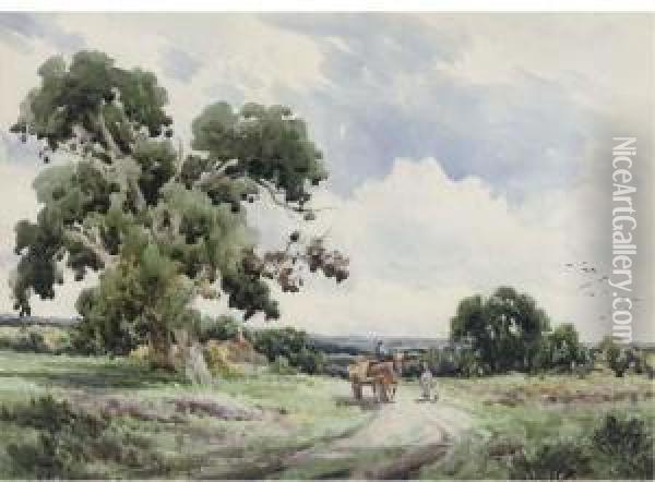 Near Oxshott, Surrey Oil Painting - Richard William Halfnight