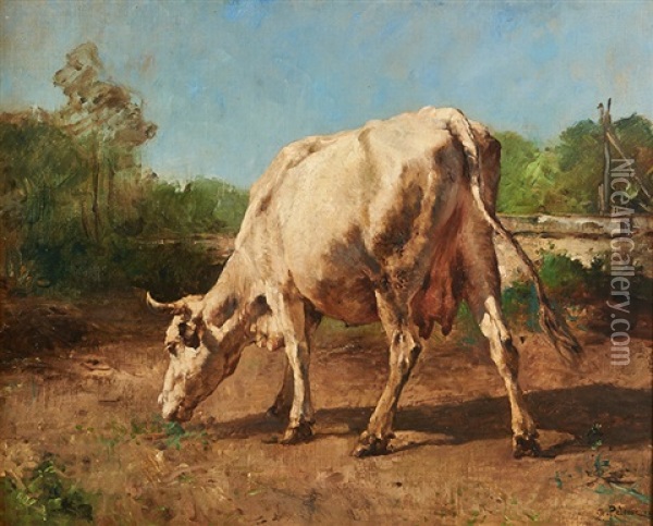 Vache Broutant Oil Painting - Leon Germain Pelouse