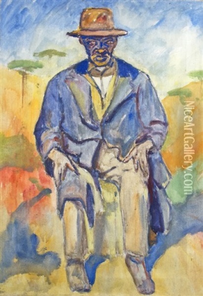 Sitzender Vor Afrikanischer Landschaft Oil Painting - Alfred Hermann Helberger