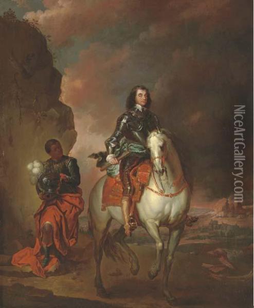 Equestrian Portrait Of Oliver Cromwell Oil Painting - Jan Wyck