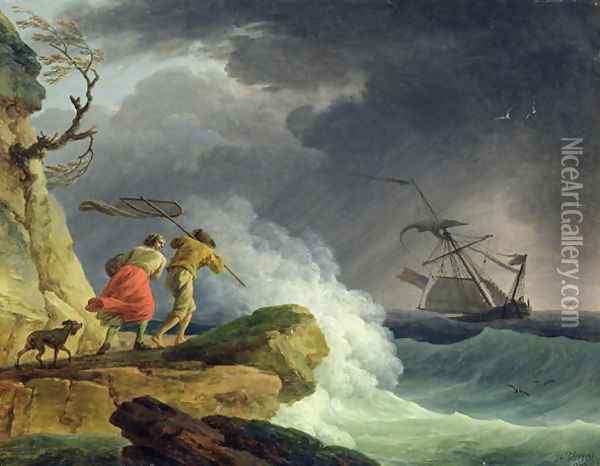 Coastal Scene in a Storm, 1782 Oil Painting - Claude-joseph Vernet