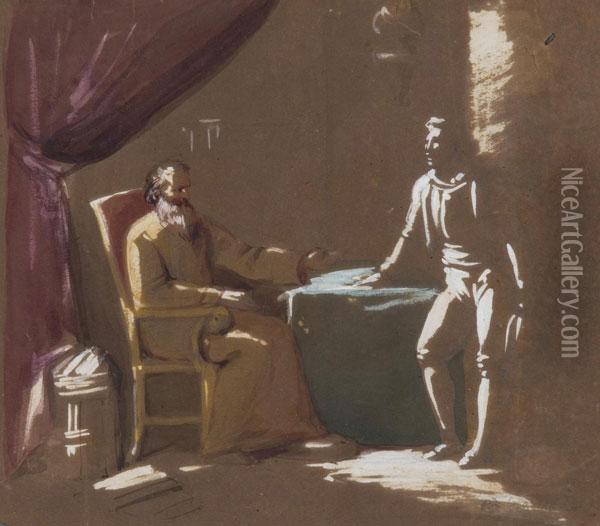 Napoli 1835 - Roma 1863 Oil Painting - Bernardo Celentano