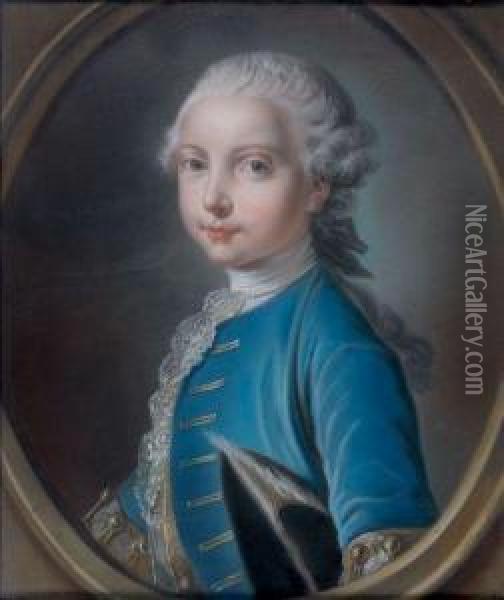 Portrait De Jeune Homme Dans Un Ovale Peint Oil Painting - Louis-Michel Van Loo