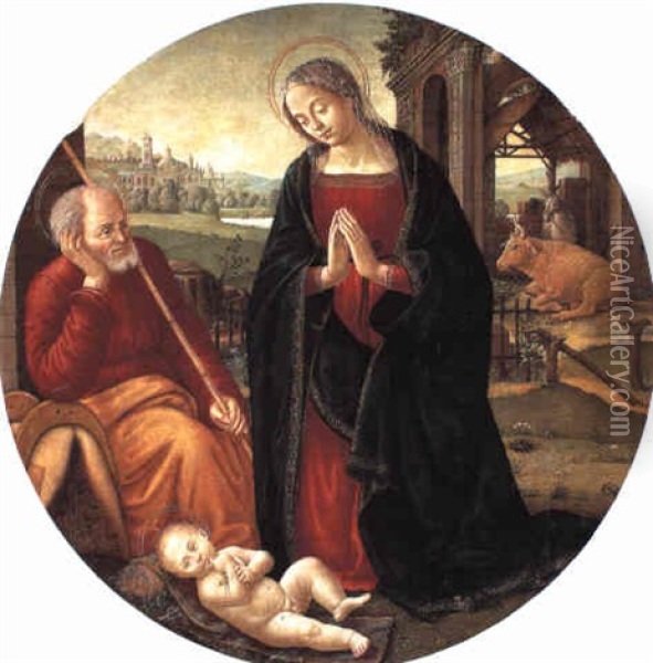 The Nativity Oil Painting - Sebastiano di Bartolo Mainardi