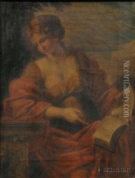 The Cumaean Sybil. Oil Painting - Giovanni Francesco Romanelli