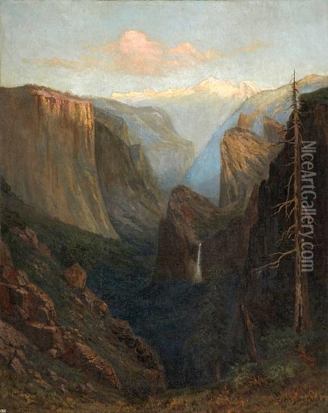 First Flush Of Sunrise, Yosemite Valley Oil Painting - Christian A. Jorgensen