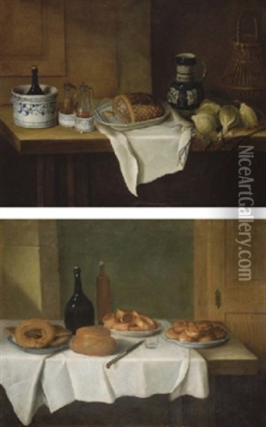 Les Apprets Du Repas (+ Similar; Pair) Oil Painting - Claude Joseph Fraichot