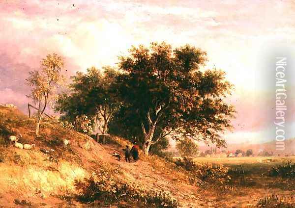 English Rural Landscape Oil Painting - Samuel David Colkett