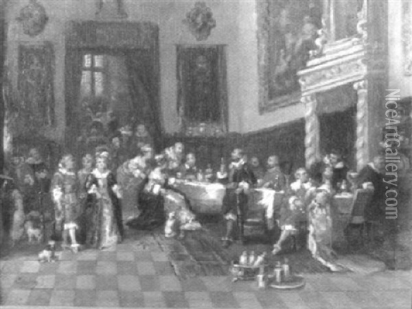 Court Scene Oil Painting - Louis-Gabriel-Eugene Isabey