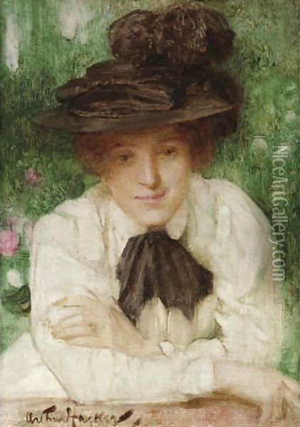 Portrait Of An Edwardian Lady Oil Painting - Arthur Hacker
