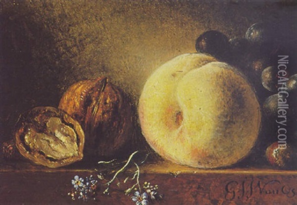 Still Life With Fruit Oil Painting - Georgius Jacobus Johannes van Os