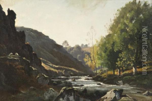 Torrent Dans Un Paysage De Montagnes Oil Painting - Henri-Joseph Harpignies