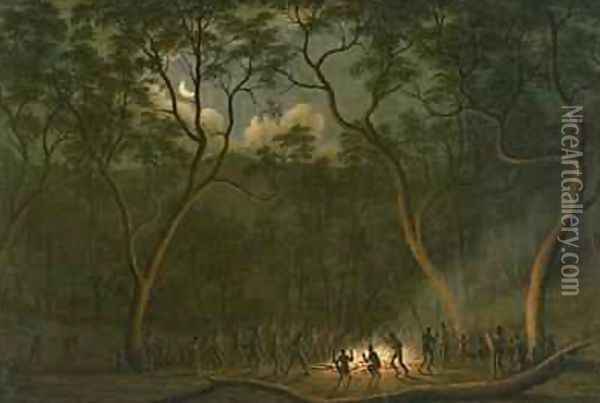 Aboriginal Coroboree in Van Diemens Land Oil Painting - John Glover