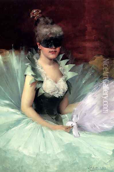 The Masked Beauty Oil Painting - John Harrison Witt