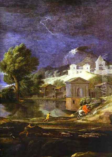Landscape with Pyram and Thisbe. Detail. Oil on canvas. Staatliche Kunstinstitut, Frankfurt; Germany. Oil Painting - Nicolas Poussin