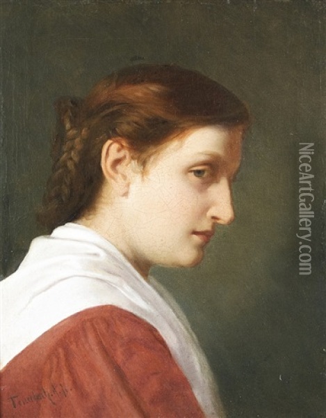 Portrait Of Young Woman Oil Painting - Anselm Friedrich Feuerbach