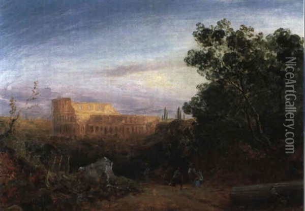 Das Kolosseum In Rom, Im Licht Der Abendsonne Oil Painting - Gustav Von Haugk
