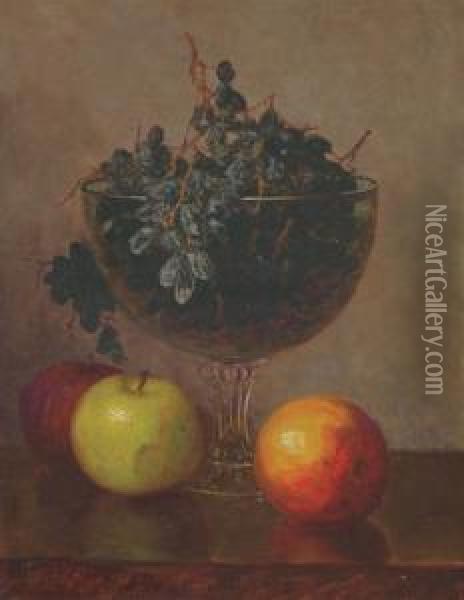 Still Life With Fruit And Glass Compote Oil Painting - Frederick Stone Batcheller