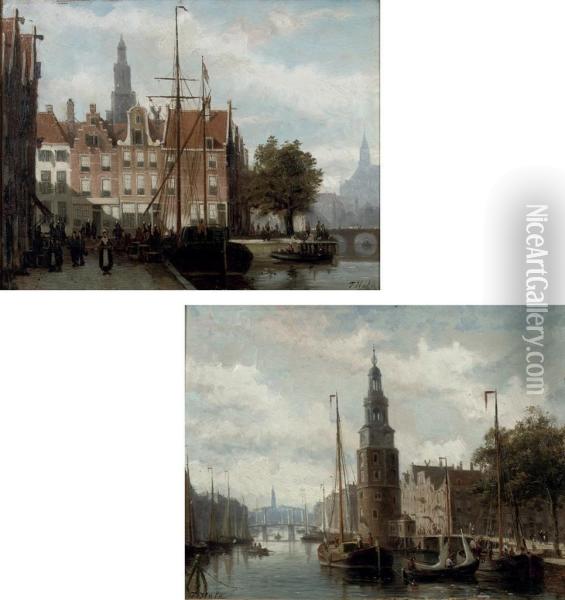 The Montelsbaantoren, Amsterdam Oil Painting - Johannes Frederik Hulk, Snr.