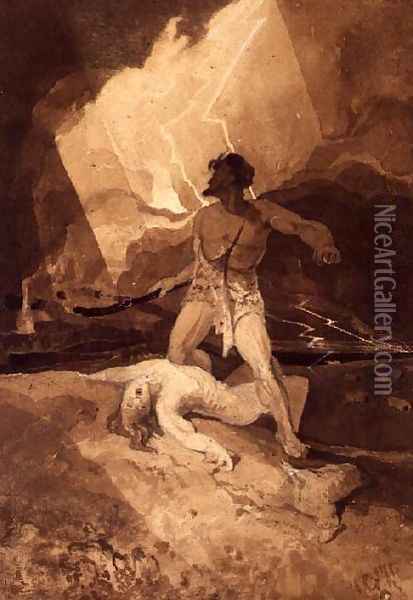 Cain and Abel Oil Painting - John Sell Cotman