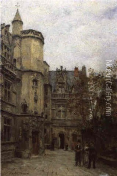 La Cour Du Musee De Cluny Oil Painting - Stanislas Lepine