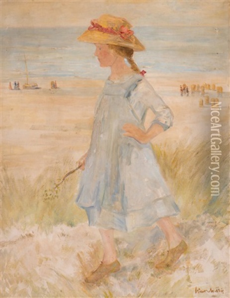 A Walk In The Dunes On A Summer's Day Oil Painting - Simon Maris